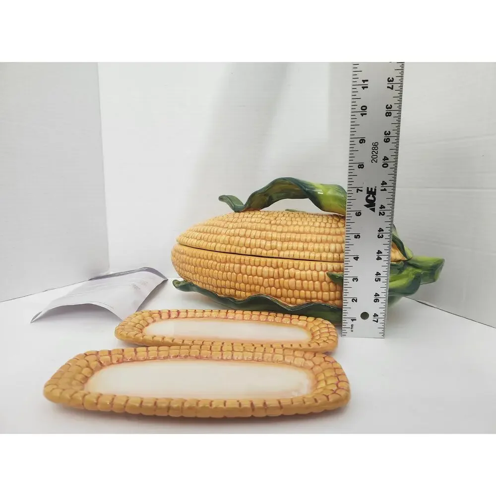 Temp-tations Figural Corn Cob Serving Set Bowl Plates Skewers